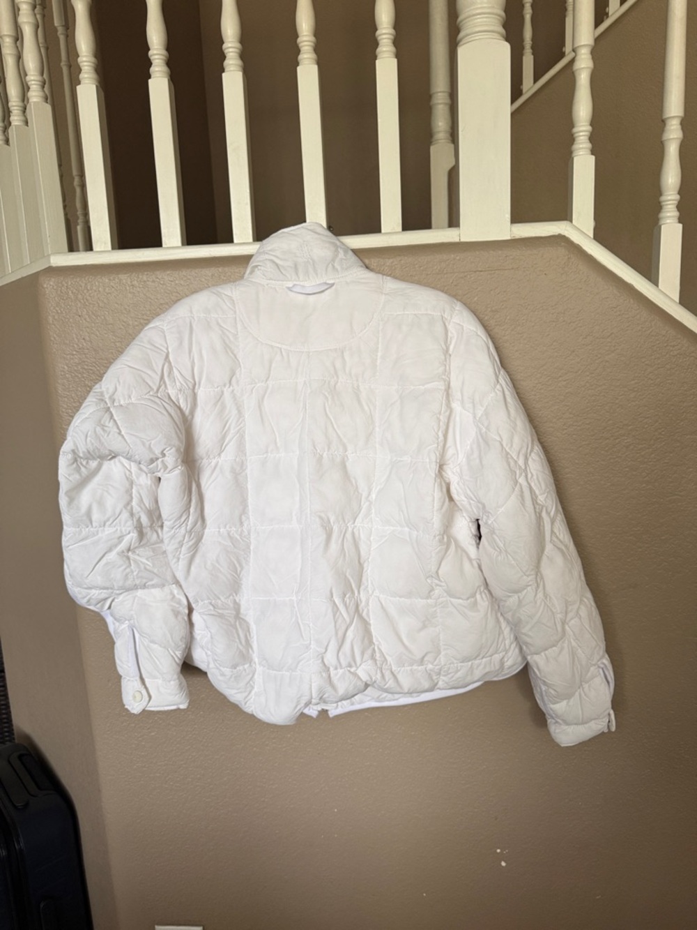 Free People Movement White Quilted Puffer Jacket with Pink-Trim Zip - Picture 7 of 10